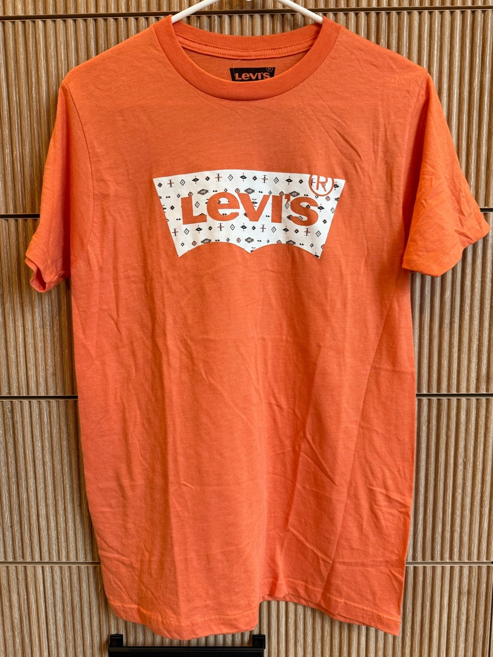 Levi's Orange Crewneck T-Shirt with White Logo Panel